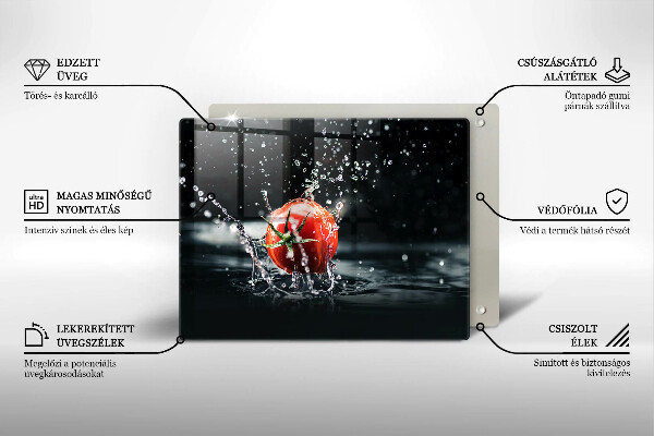 Tagliere in vetro Pomodoro in acqua