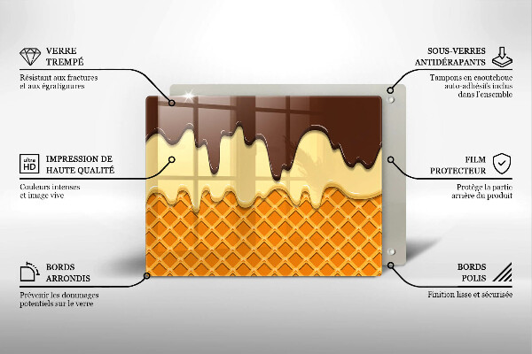 Tagliere in vetro Illustrazione del cono gelato
