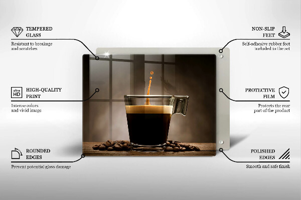 Tagliere in vetro Vetro e chicchi di caffè