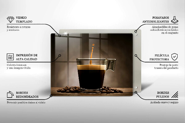 Tagliere in vetro Vetro e chicchi di caffè