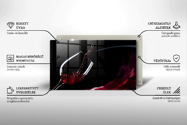 Tagliere in vetro temperato Un bicchiere di vino rosso