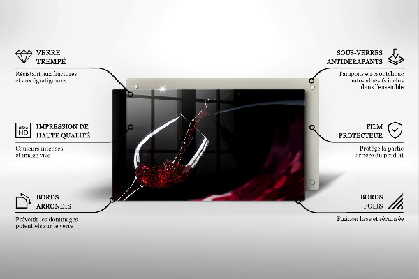 Tagliere in vetro temperato Un bicchiere di vino rosso