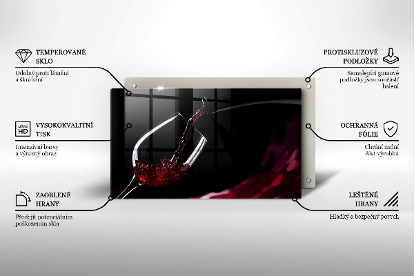 Tagliere in vetro temperato Un bicchiere di vino rosso