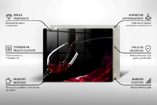 Tagliere in vetro temperato Un bicchiere di vino rosso