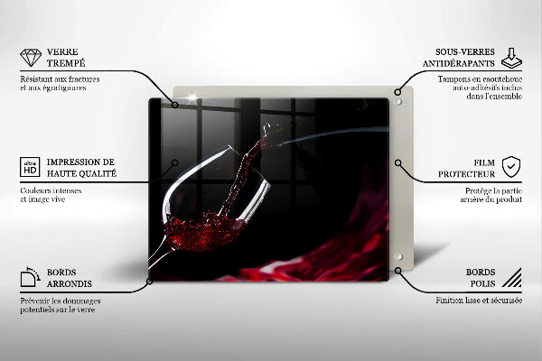 Tagliere in vetro temperato Un bicchiere di vino rosso