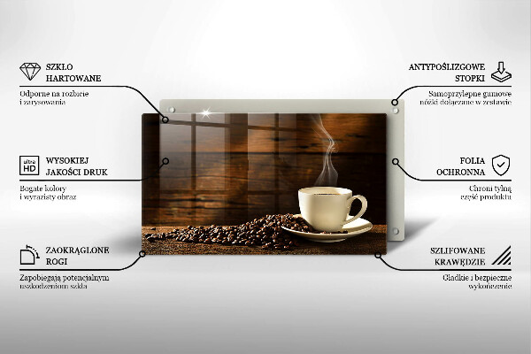 Tagliere in vetro temperato Tazzina da caffè in legno