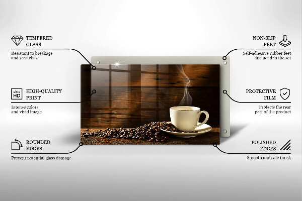 Tagliere in vetro temperato Tazzina da caffè in legno