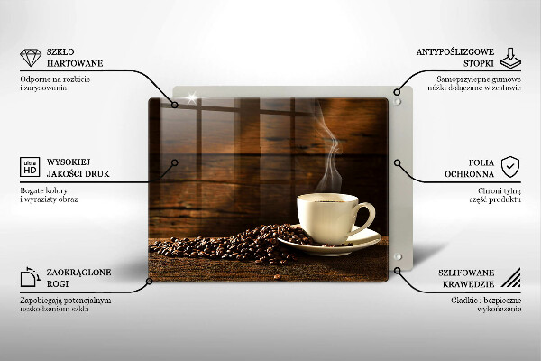 Tagliere in vetro temperato Tazzina da caffè in legno