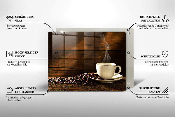 Tagliere in vetro temperato Tazzina da caffè in legno