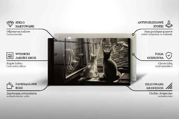 Tagliere in vetro temperato Città e finestra dei gatti