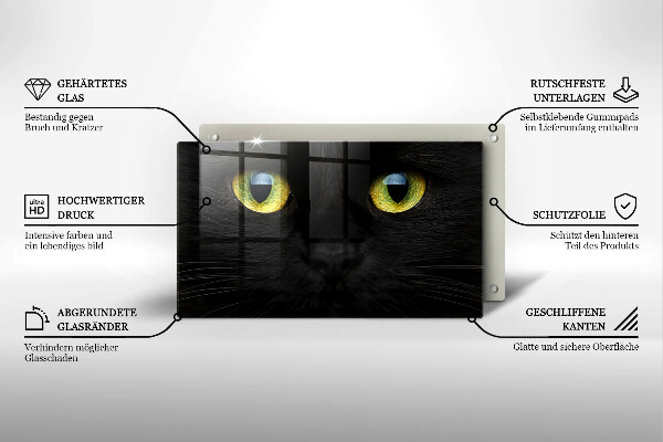 Tagliere in vetro temperato Occhi di gatto animale