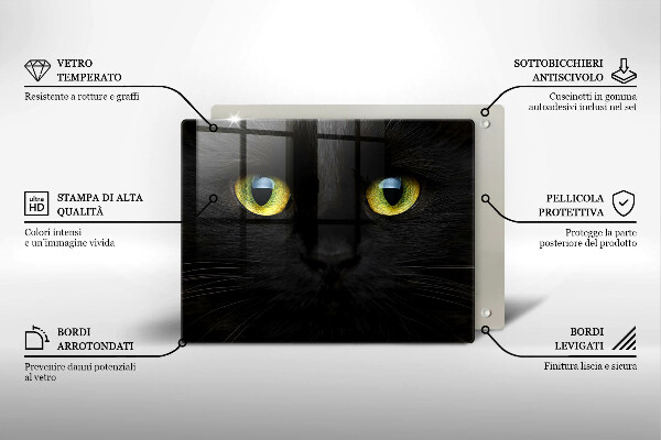 Tagliere in vetro temperato Occhi di gatto animale