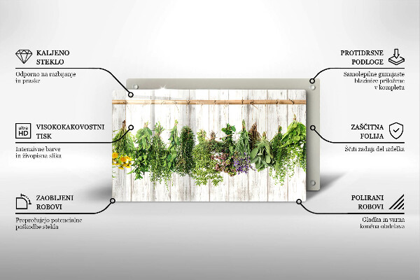 Tagliere in vetro temperato Erbe e piante essiccate