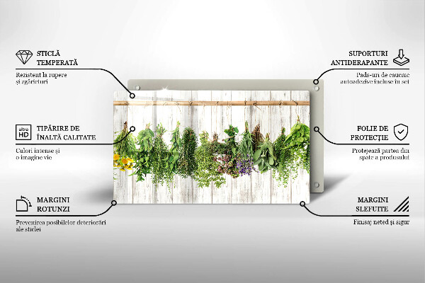 Tagliere in vetro temperato Erbe e piante essiccate