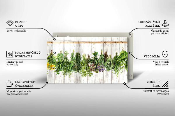 Tagliere in vetro temperato Erbe e piante essiccate