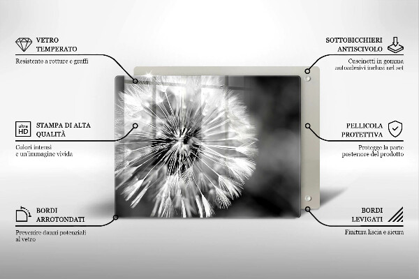 Tagliere in vetro temperato Un delicato dente di leone