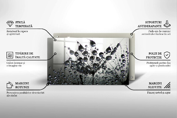 Tagliere in vetro temperato Denti di leone e rugiada