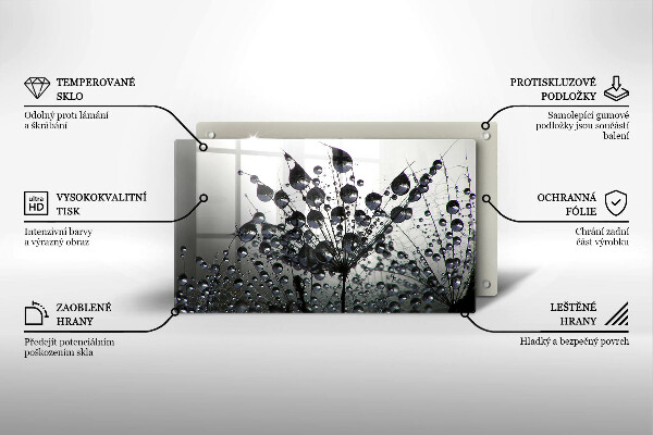 Tagliere in vetro temperato Denti di leone e rugiada