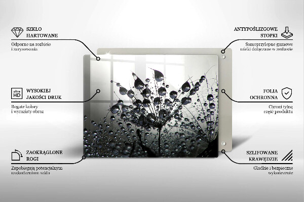 Tagliere in vetro temperato Denti di leone e rugiada