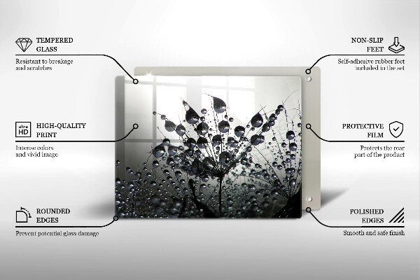 Tagliere in vetro temperato Denti di leone e rugiada