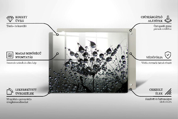 Tagliere in vetro temperato Denti di leone e rugiada