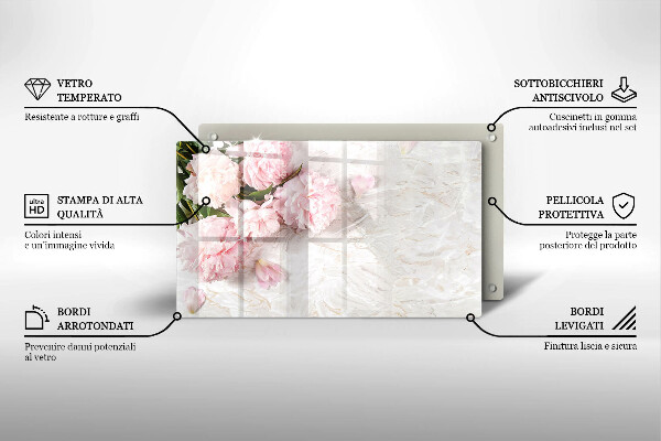 Tagliere in vetro temperato Delicati fiori di rose