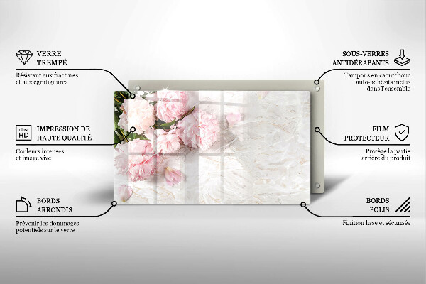 Tagliere in vetro temperato Delicati fiori di rose