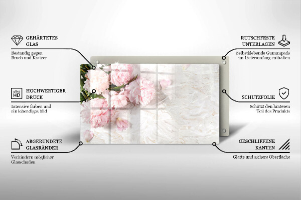 Tagliere in vetro temperato Delicati fiori di rose