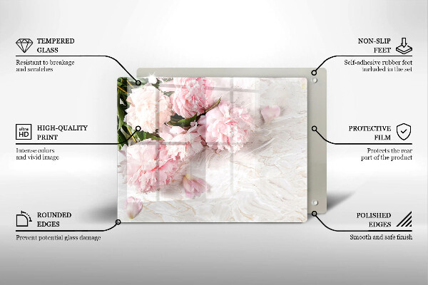 Tagliere in vetro temperato Delicati fiori di rose