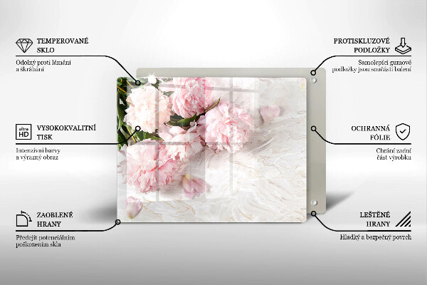 Tagliere in vetro temperato Delicati fiori di rose