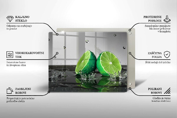 Tagliere in vetro Lime succosi e acqua