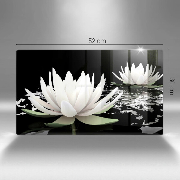 Tagliere in vetro temperato Gigli bianchi sull'acqua