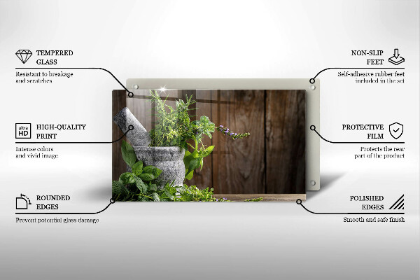 Tagliere in vetro temperato Piante erbe e legno