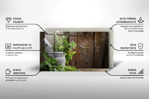 Tagliere in vetro temperato Piante erbe e legno