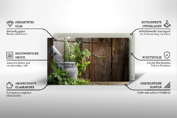 Tagliere in vetro temperato Piante erbe e legno