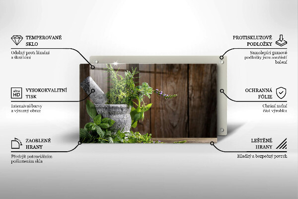 Tagliere in vetro temperato Piante erbe e legno