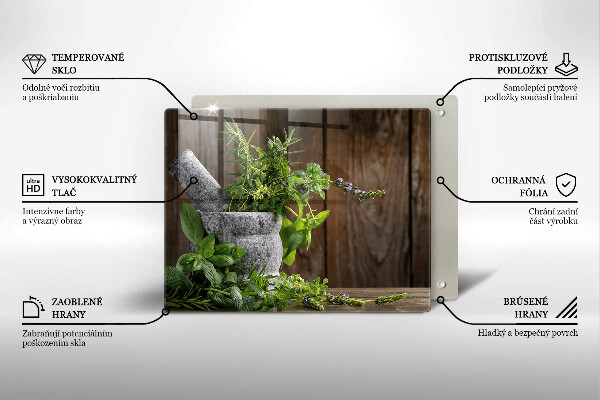 Tagliere in vetro temperato Piante erbe e legno