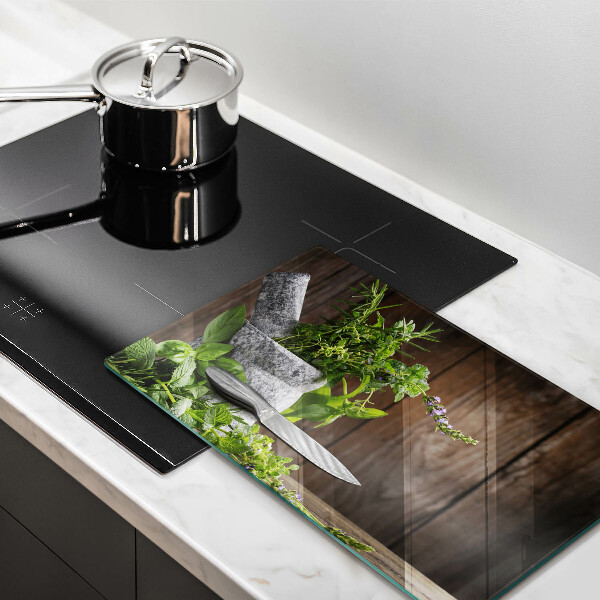 Tagliere in vetro temperato Piante erbe e legno