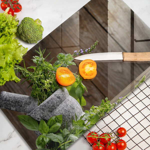 Tagliere in vetro temperato Piante erbe e legno