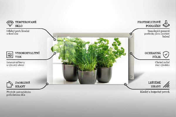 Tagliere in vetro temperato Vasi con erbe aromatiche