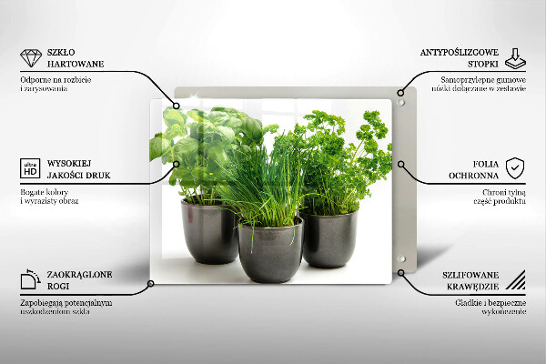 Tagliere in vetro temperato Vasi con erbe aromatiche