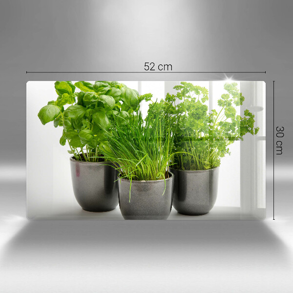 Tagliere in vetro temperato Vasi con erbe aromatiche