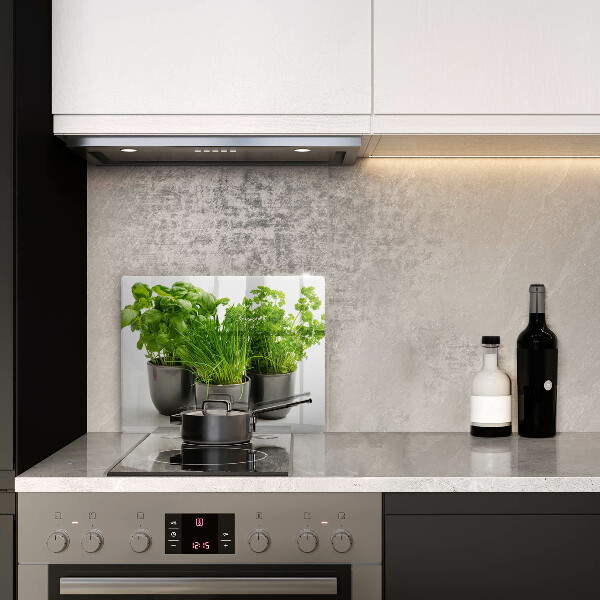 Tagliere in vetro temperato Vasi con erbe aromatiche