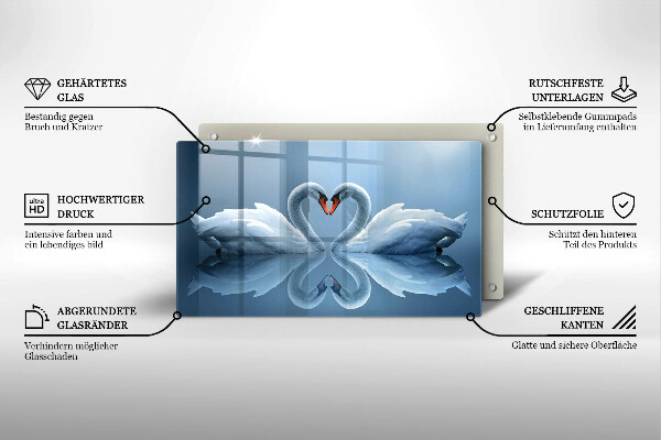 Tagliere in vetro temperato Due cuori di cigno