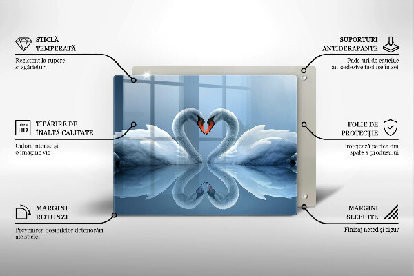 Tagliere in vetro temperato Due cuori di cigno