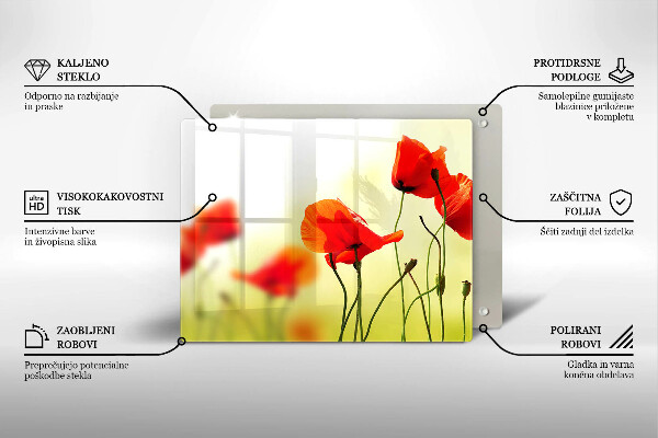 Tagliere in vetro temperato Fiori di papaveri rossi