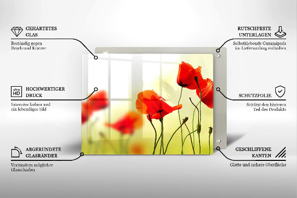 Tagliere in vetro temperato Fiori di papaveri rossi