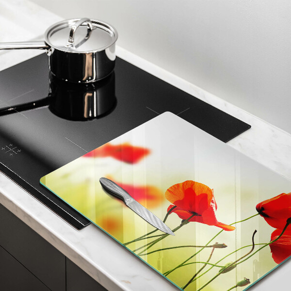 Tagliere in vetro temperato Fiori di papaveri rossi