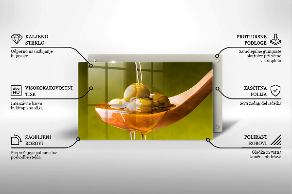 Tagliere in vetro temperato Olio d'oliva e olive