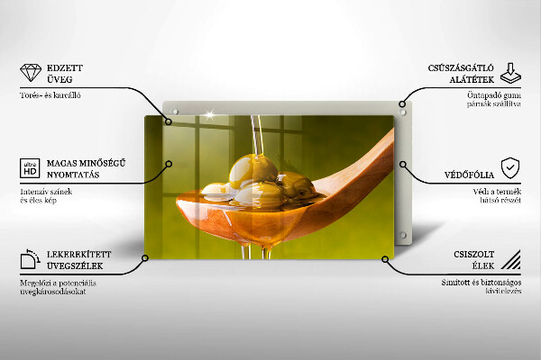 Tagliere in vetro temperato Olio d'oliva e olive